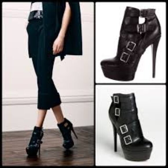 Rachel Zoe Danielle Buckle Stiletto Platform Booties Size 7 - Picture 2 of 13